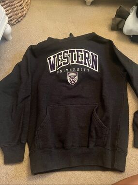 Western University Black Pullover Hoodie Sweatshirt